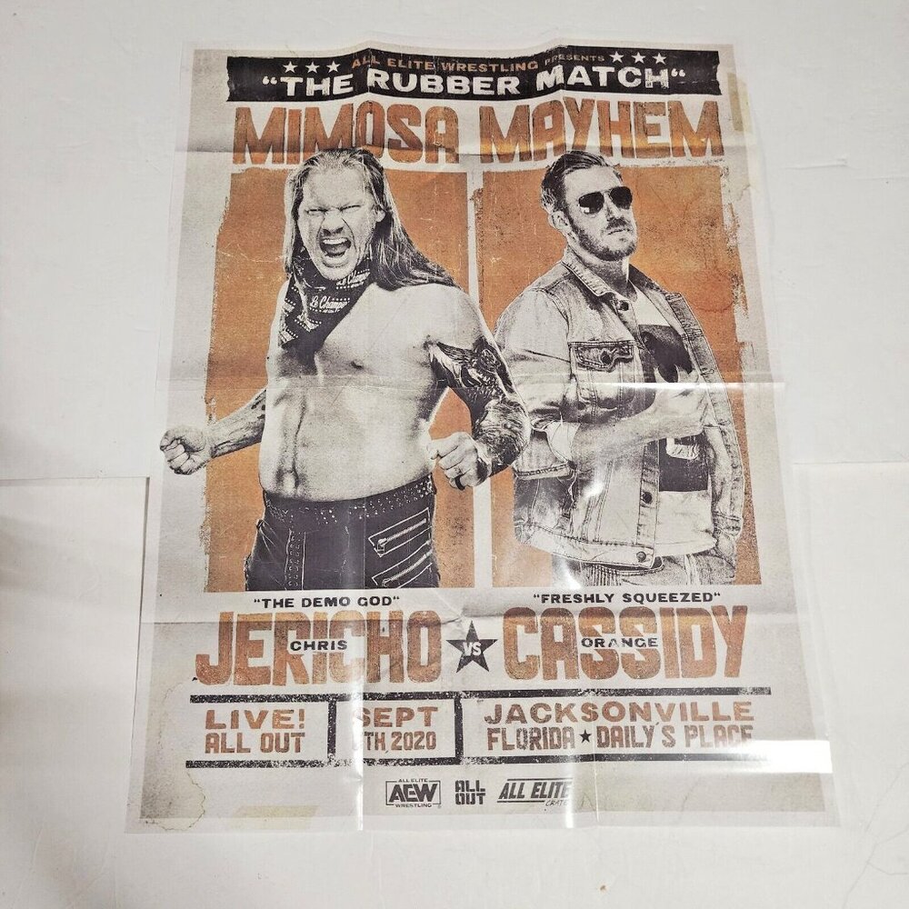 Pro‎ Wrestling Crate Poster Chris Jericho vs Orange Cassidy AEW 9/6/20 11"x22"